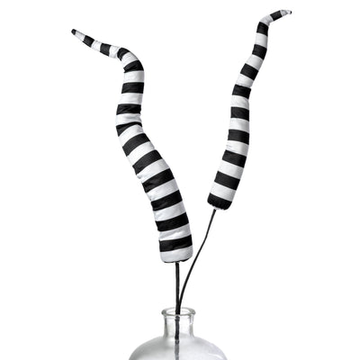 34" Stripe Fabric Horn Spray: Black & White