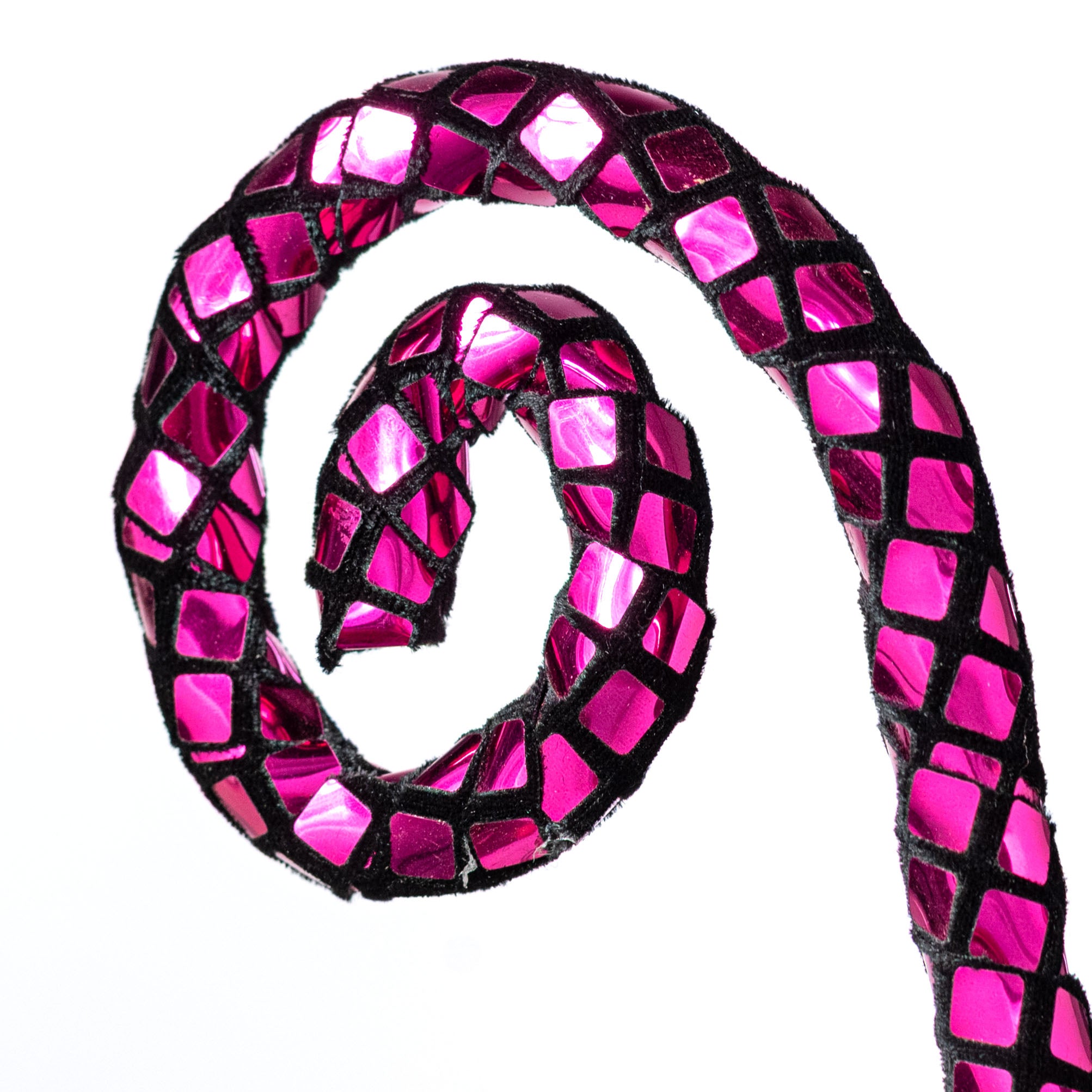 28" Mirror Disco Ball Spiral Curly Spray: Fuchsia Pink