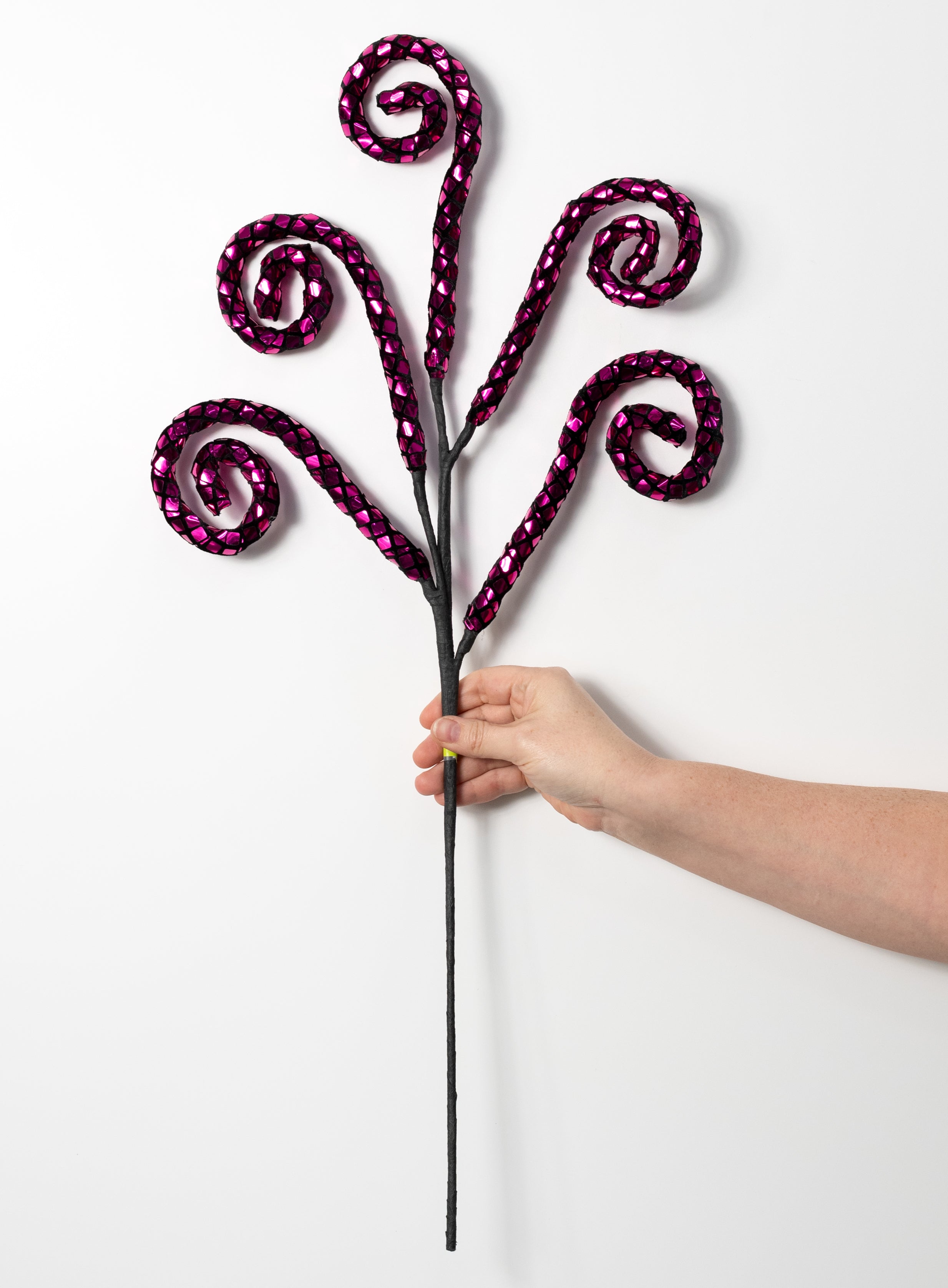 28" Mirror Disco Ball Spiral Curly Spray: Fuchsia Pink
