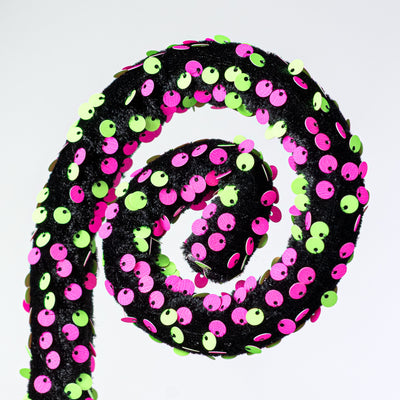 28" Neon Sequin Spiral Curly Spray: Pink & Green
