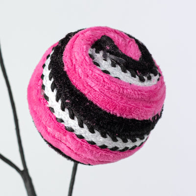 17" Velvet Stripe Ball Spray: Pink & Black