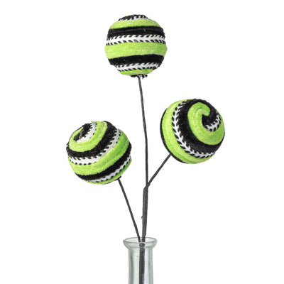 17" Velvet Stripe Ball Spray: Green & Black