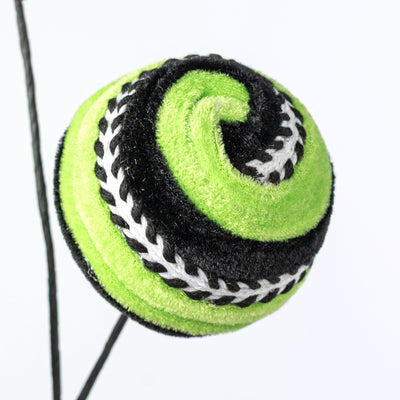 17" Velvet Stripe Ball Spray: Green & Black
