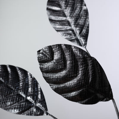30" Metallic Magnolia Leaves Spray: Black