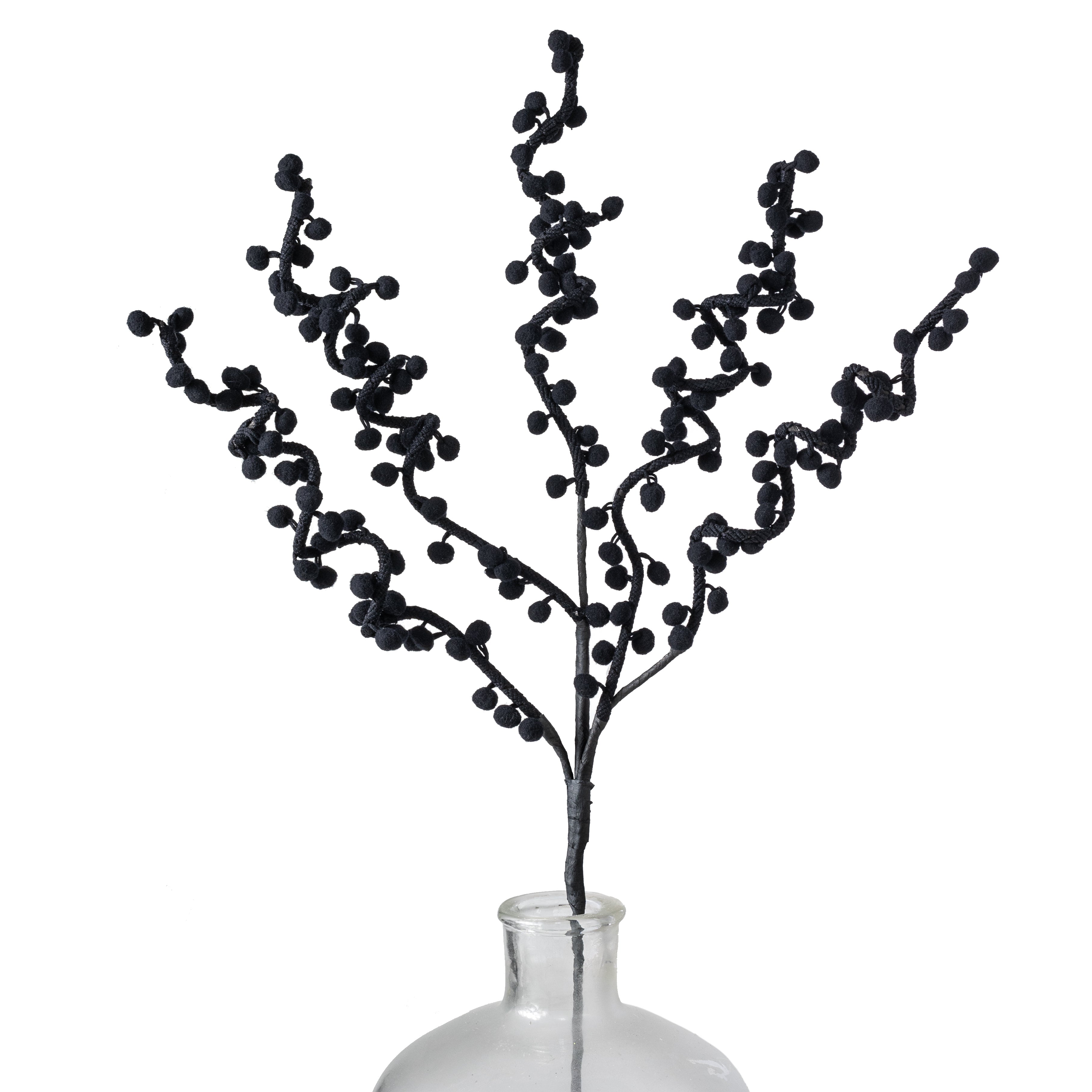 31" Felt Ball Twig Spray: Black