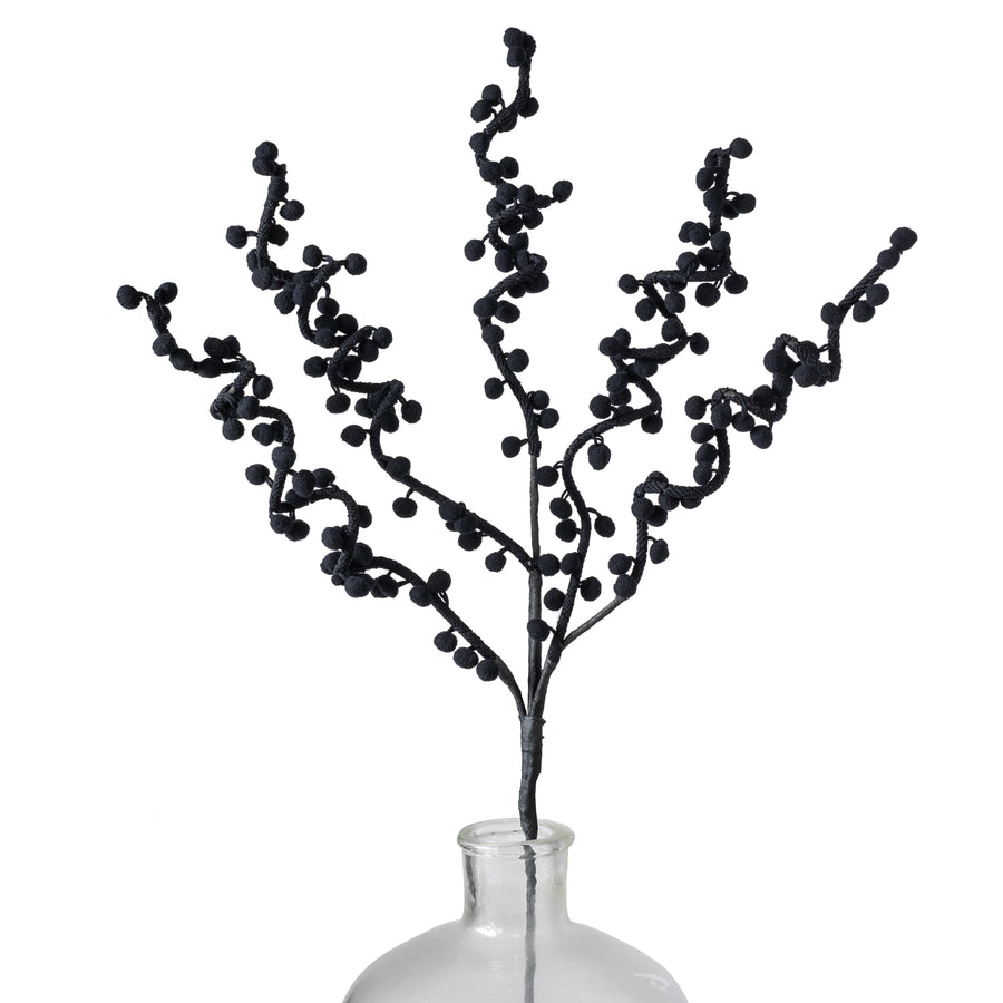 31" Felt Ball Twig Spray: Black