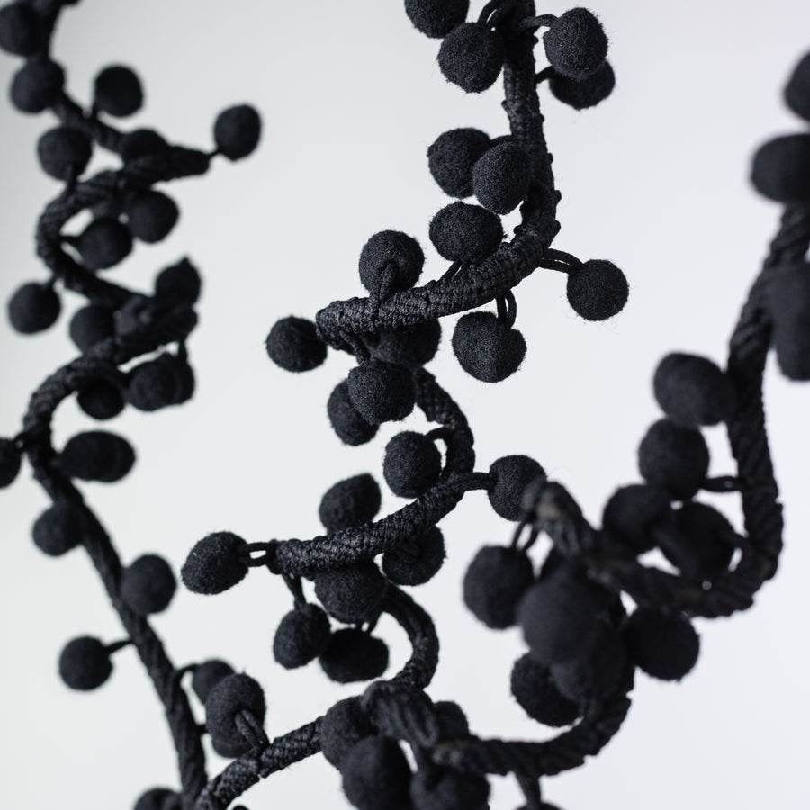 31" Felt Ball Twig Spray: Black