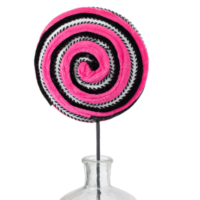 7" x 20" Velvet Lollipop Swirl Spray: Hot Pink & Black