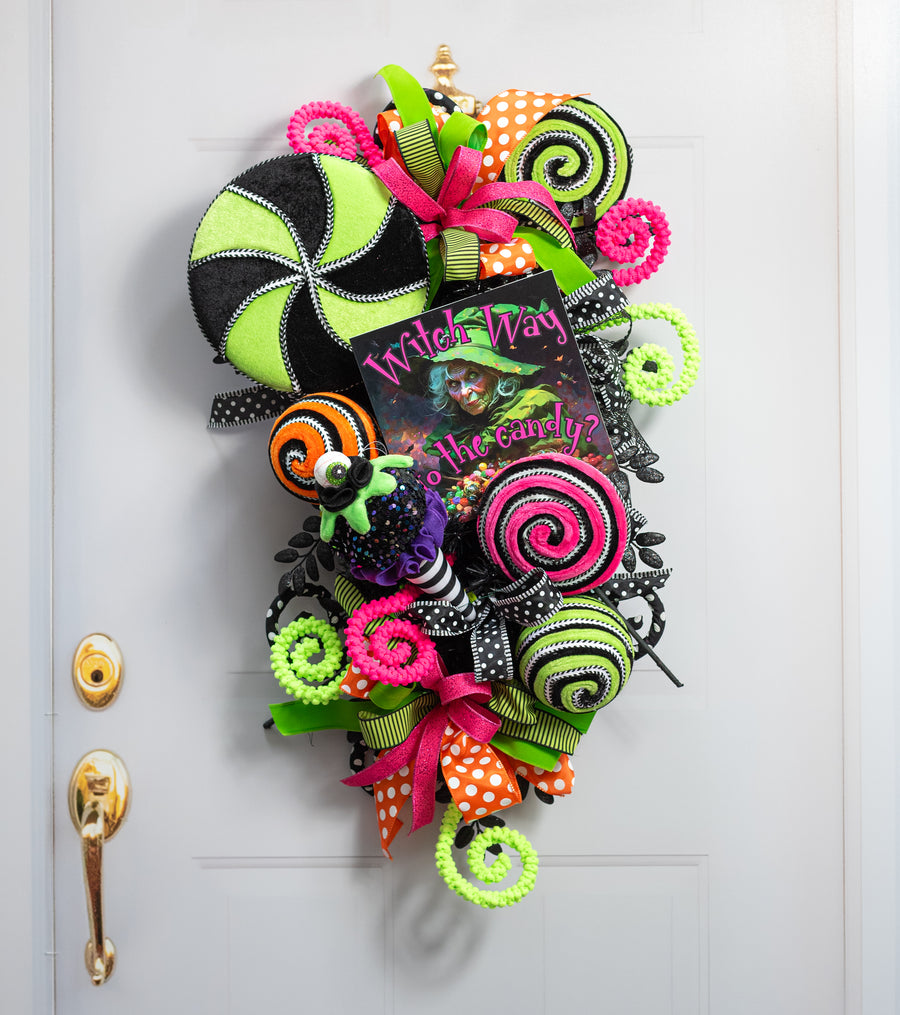 7" x 20" Velvet Lollipop Swirl Spray: Green & Black