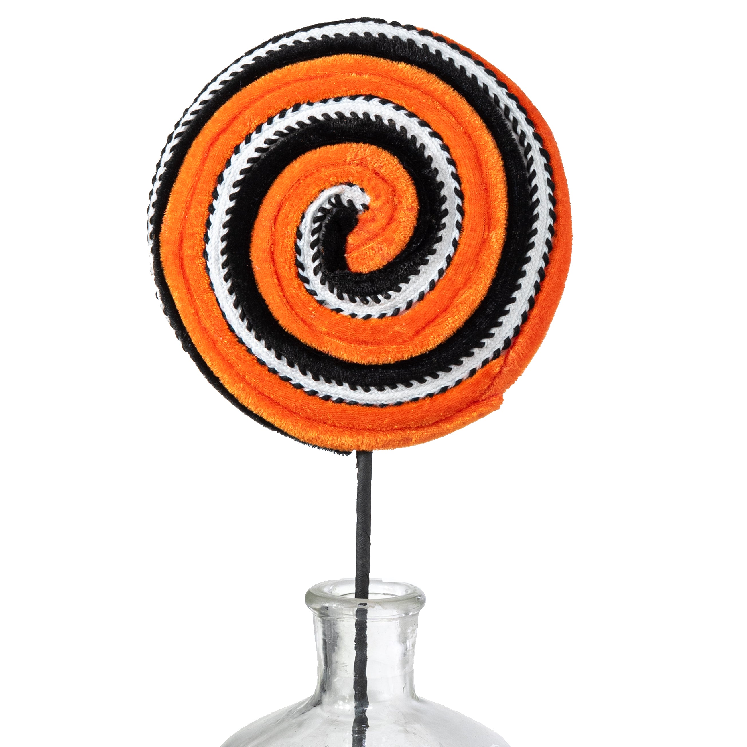 7" x 20" Velvet Lollipop Swirl Spray: Orange & Black