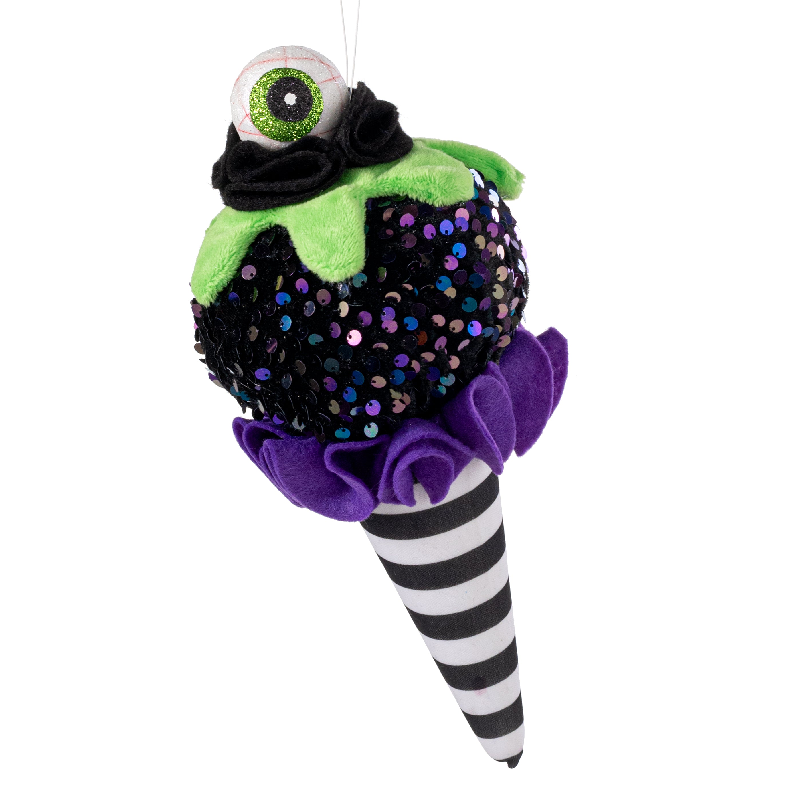 11" Iridescent Sequin EyesCream Eyeball Ornament
