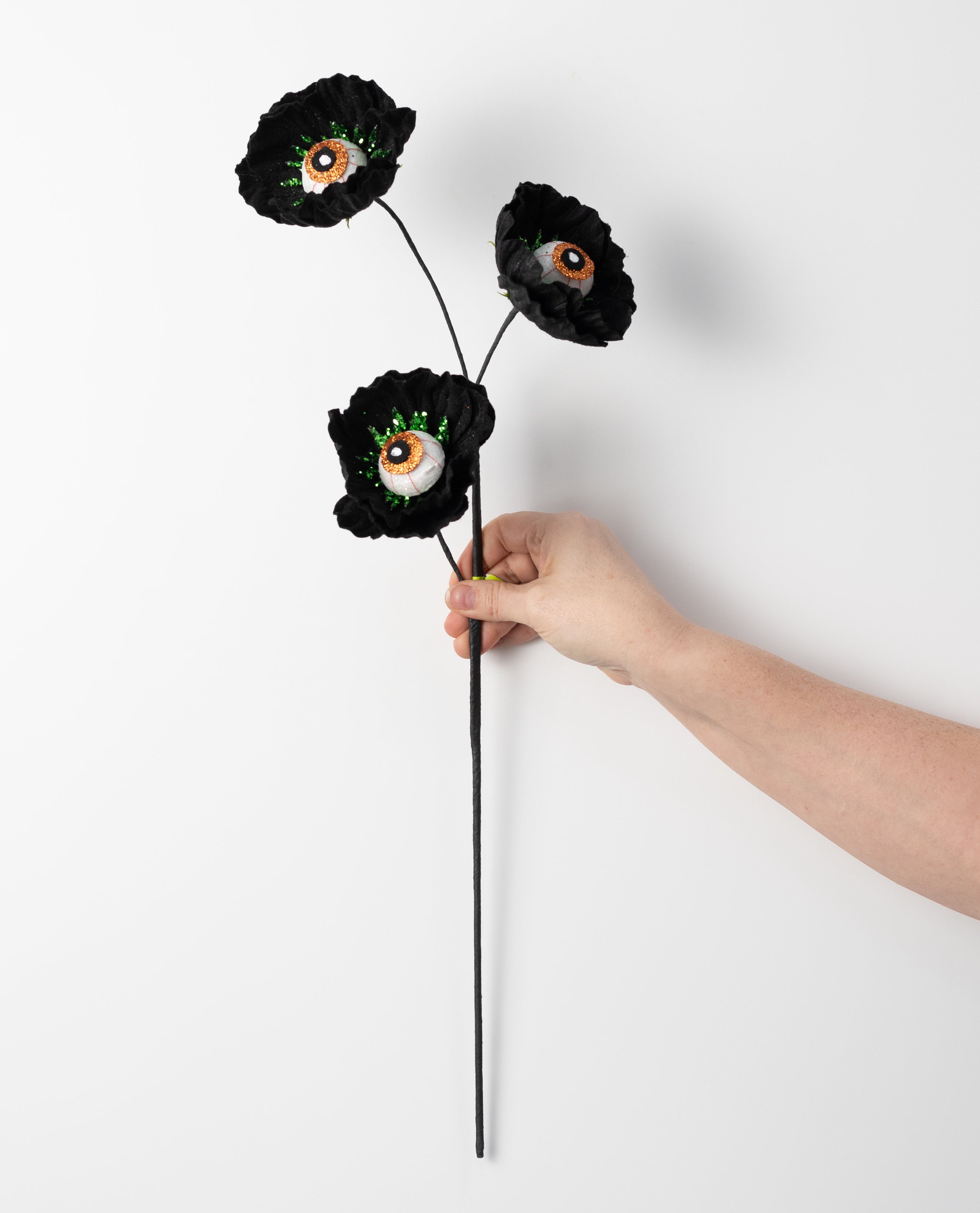 24" Eyeball Poppy Flower Spray: Black