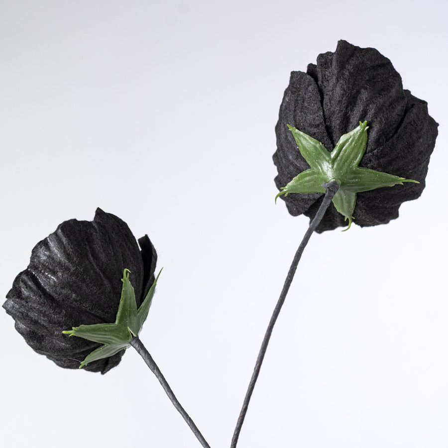 24" Eyeball Poppy Flower Spray: Black
