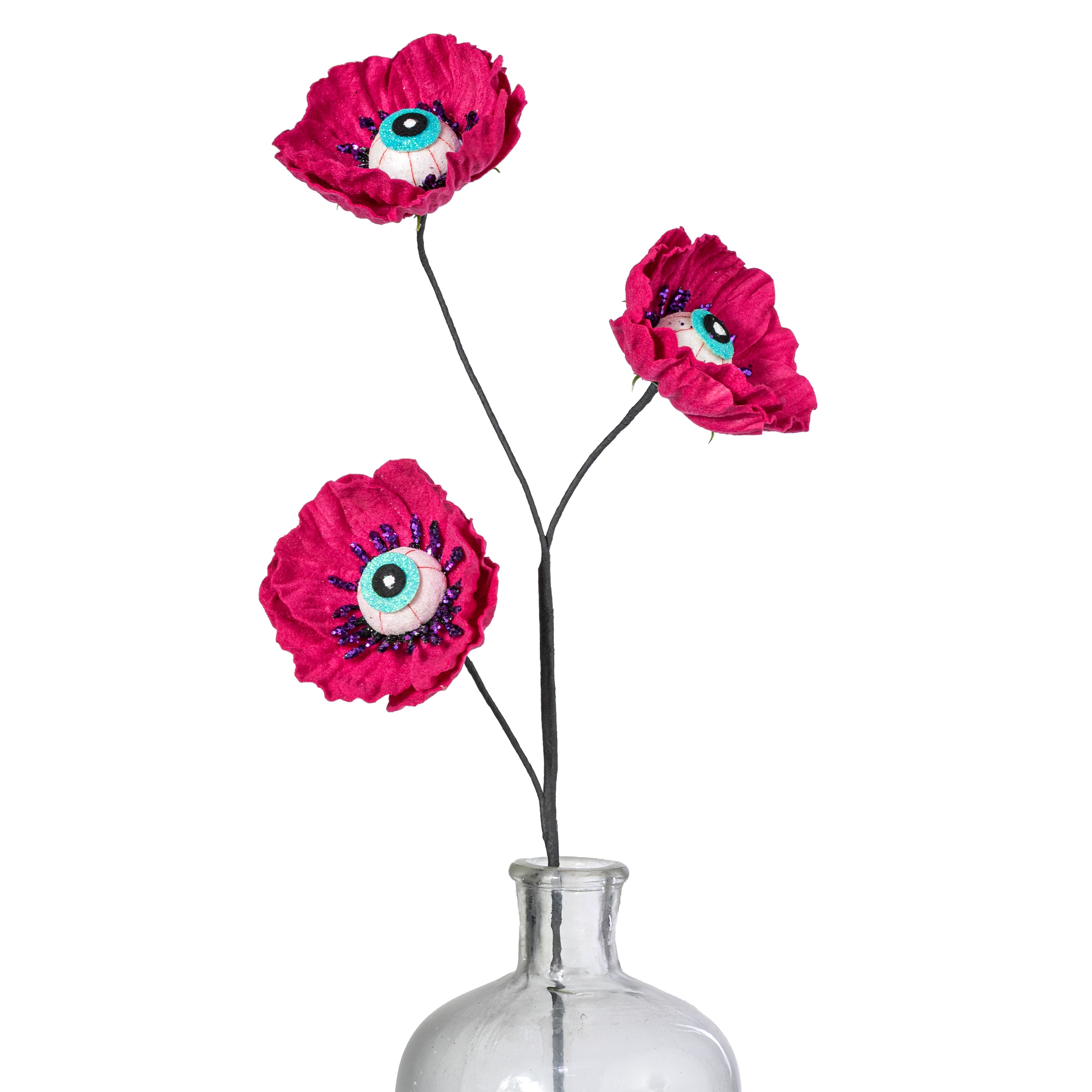 24" Eyeball Poppy Flower Spray: Fuchsia Pink