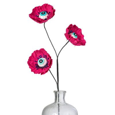 24" Eyeball Poppy Flower Spray: Fuchsia Pink