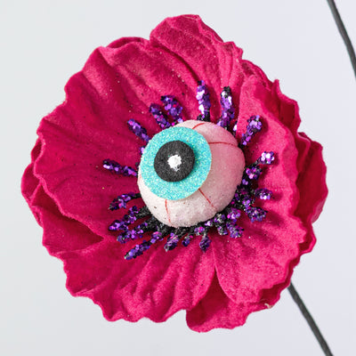 24" Eyeball Poppy Flower Spray: Fuchsia Pink