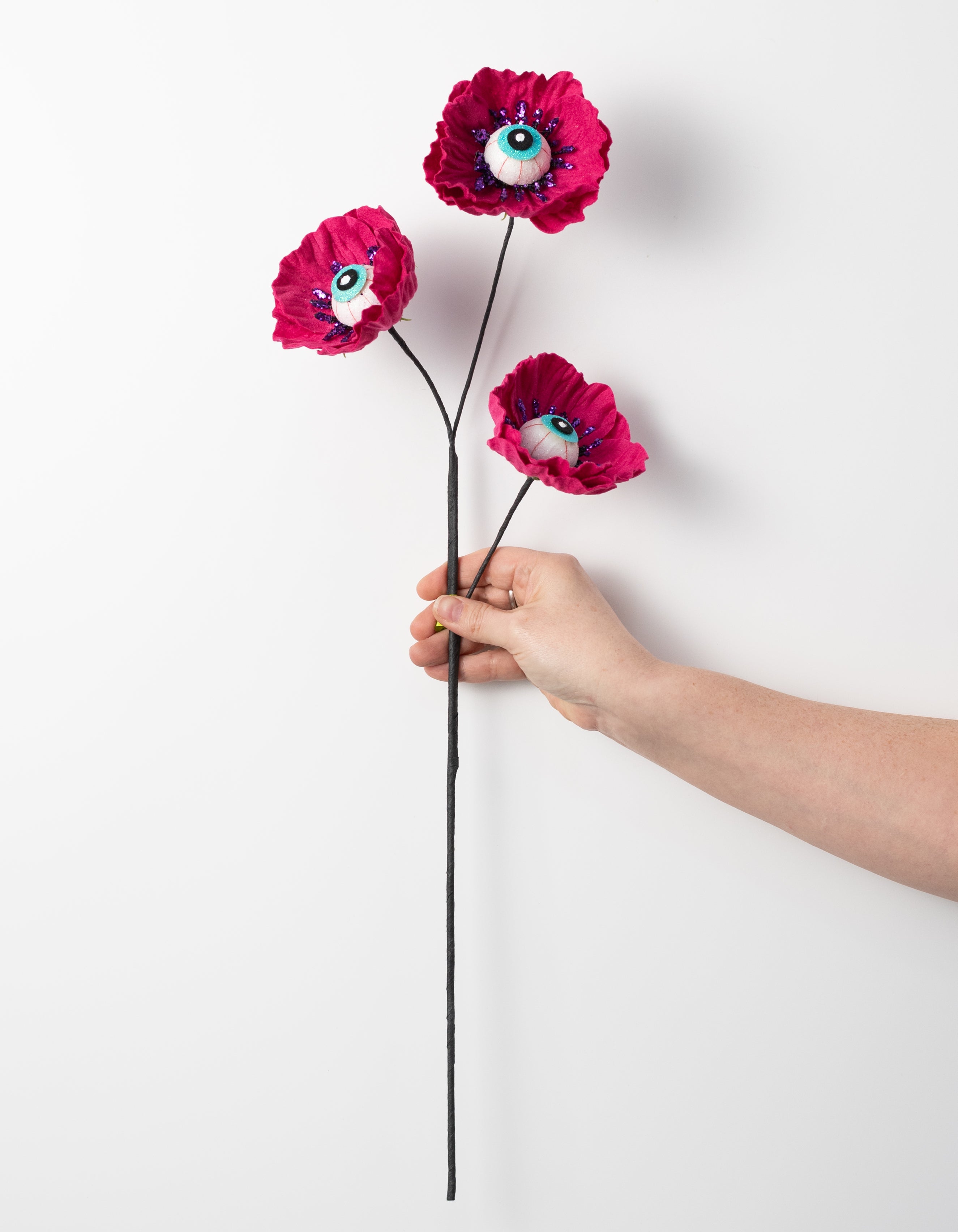 24" Eyeball Poppy Flower Spray: Fuchsia Pink