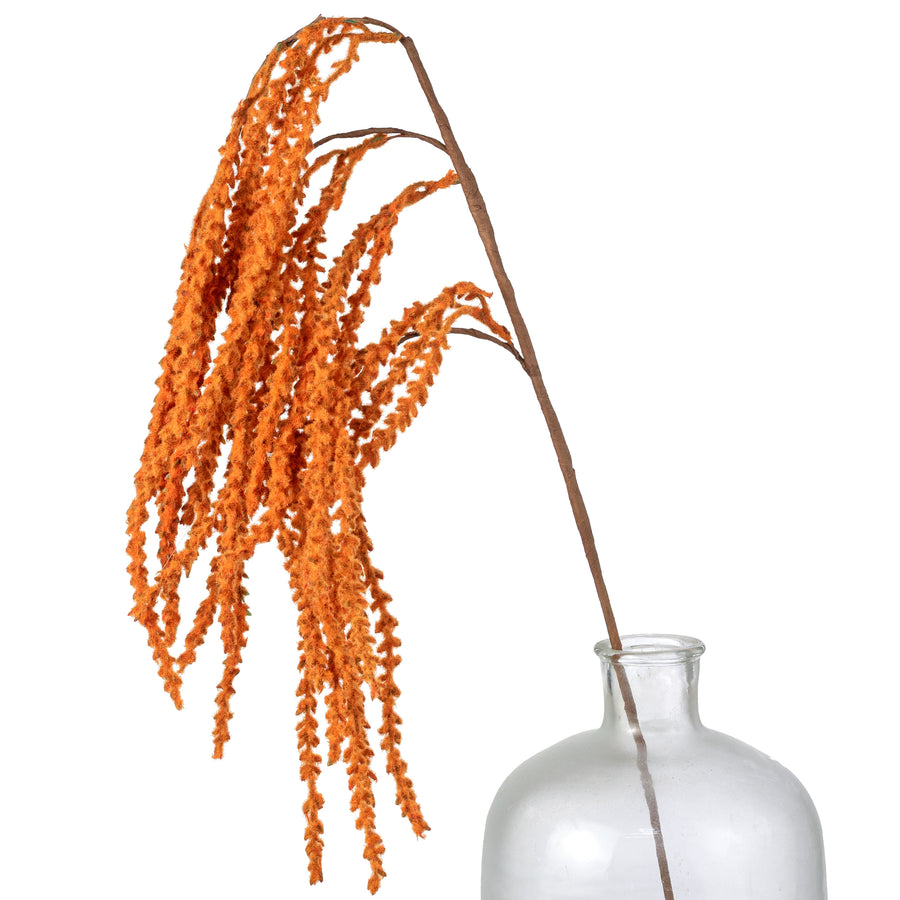39" Hanging Feather Reed Spray: Rust Orange