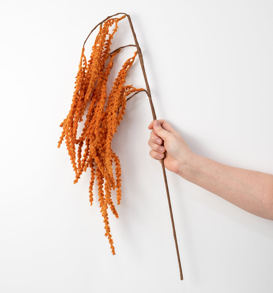 39" Hanging Feather Reed Spray: Rust Orange