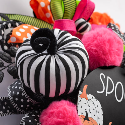 6" Stripe Fabric Pumpkin Decor: Black & White