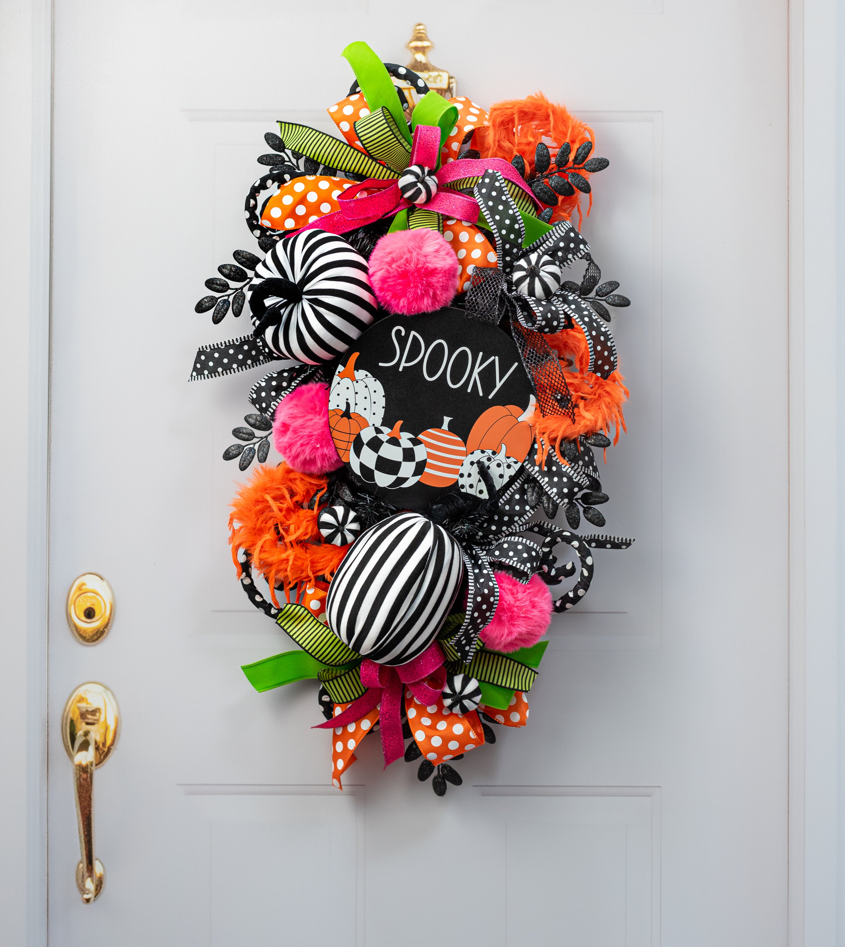 6" Stripe Fabric Pumpkin Decor: Black & White