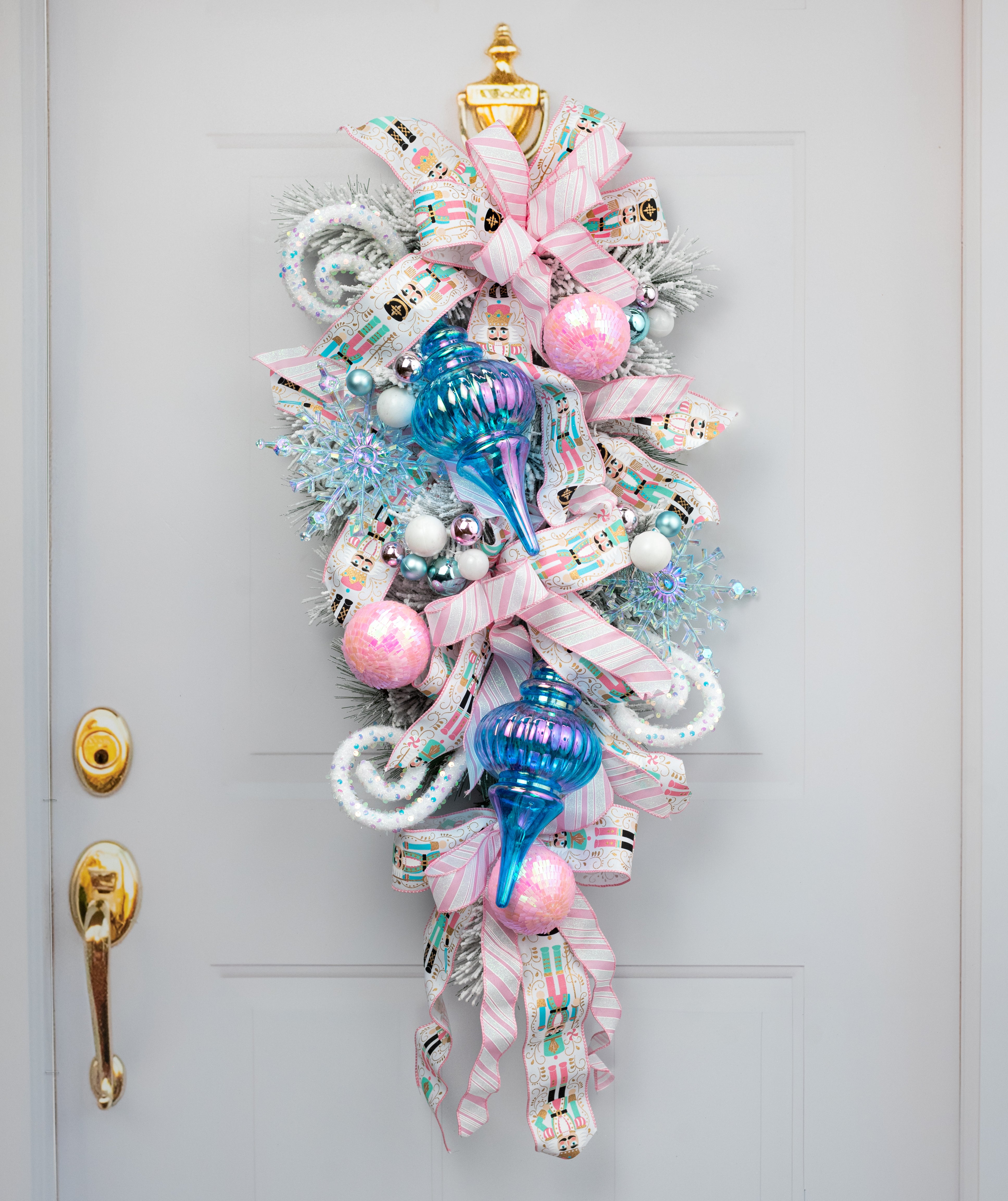 10" Iridescent Finial Ornament: Blue