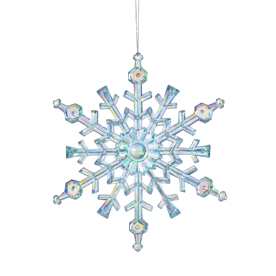 8" Iridescent Snowflake Ornament: Clear Blue