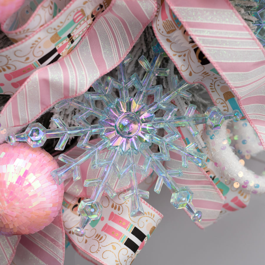 8" Iridescent Snowflake Ornament: Clear Blue
