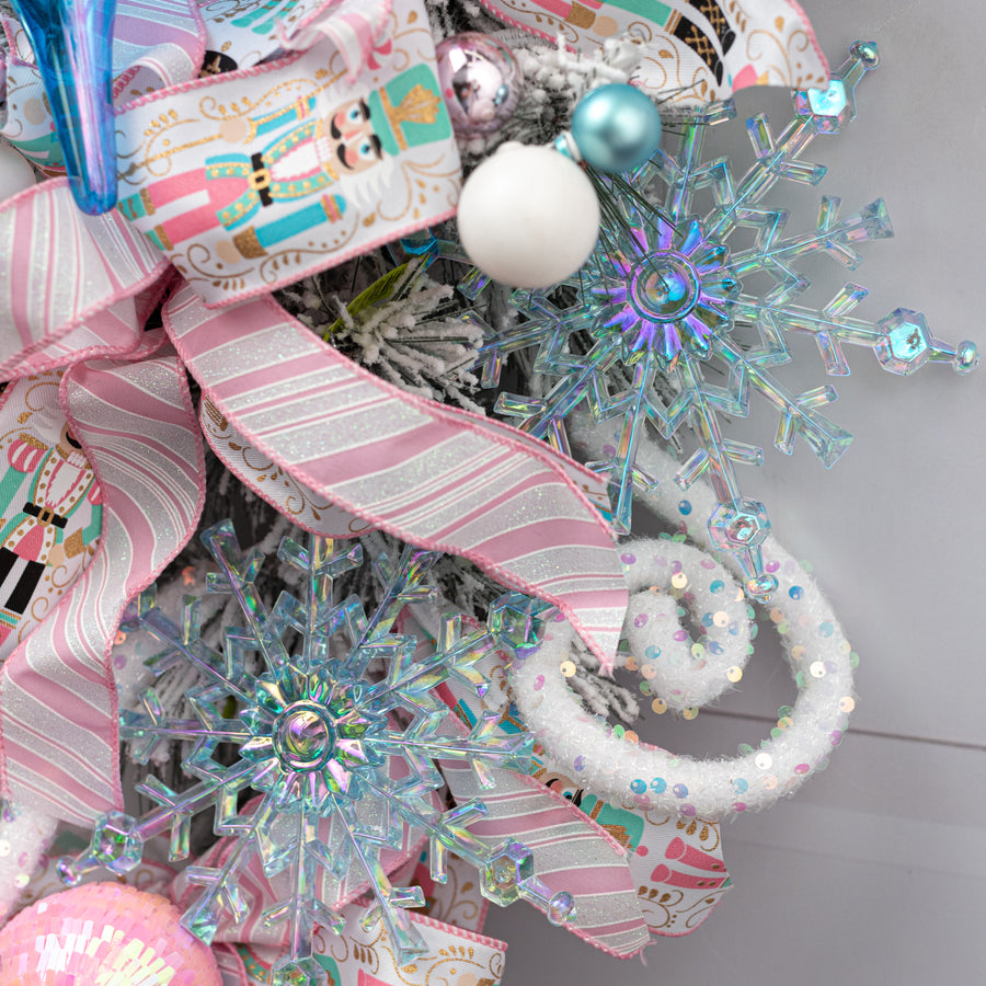 8" Iridescent Snowflake Ornament: Clear Blue