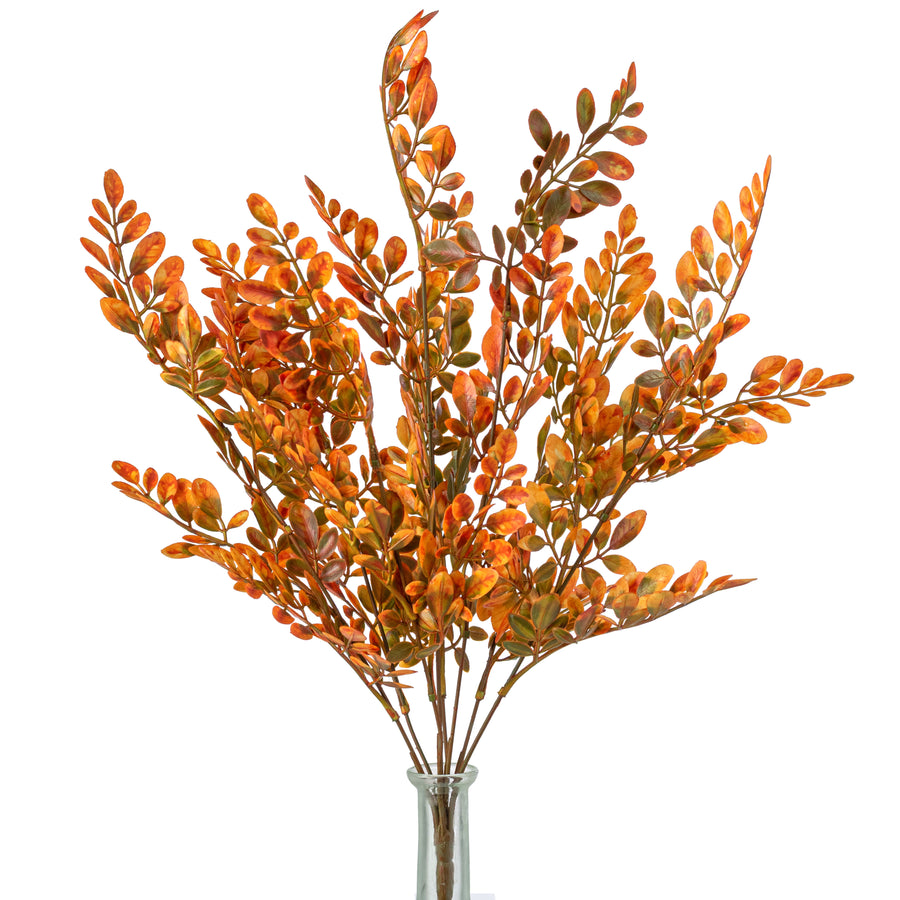 21" Plastic Herb of Grace Leaves Bush: Orange (7 Stem)