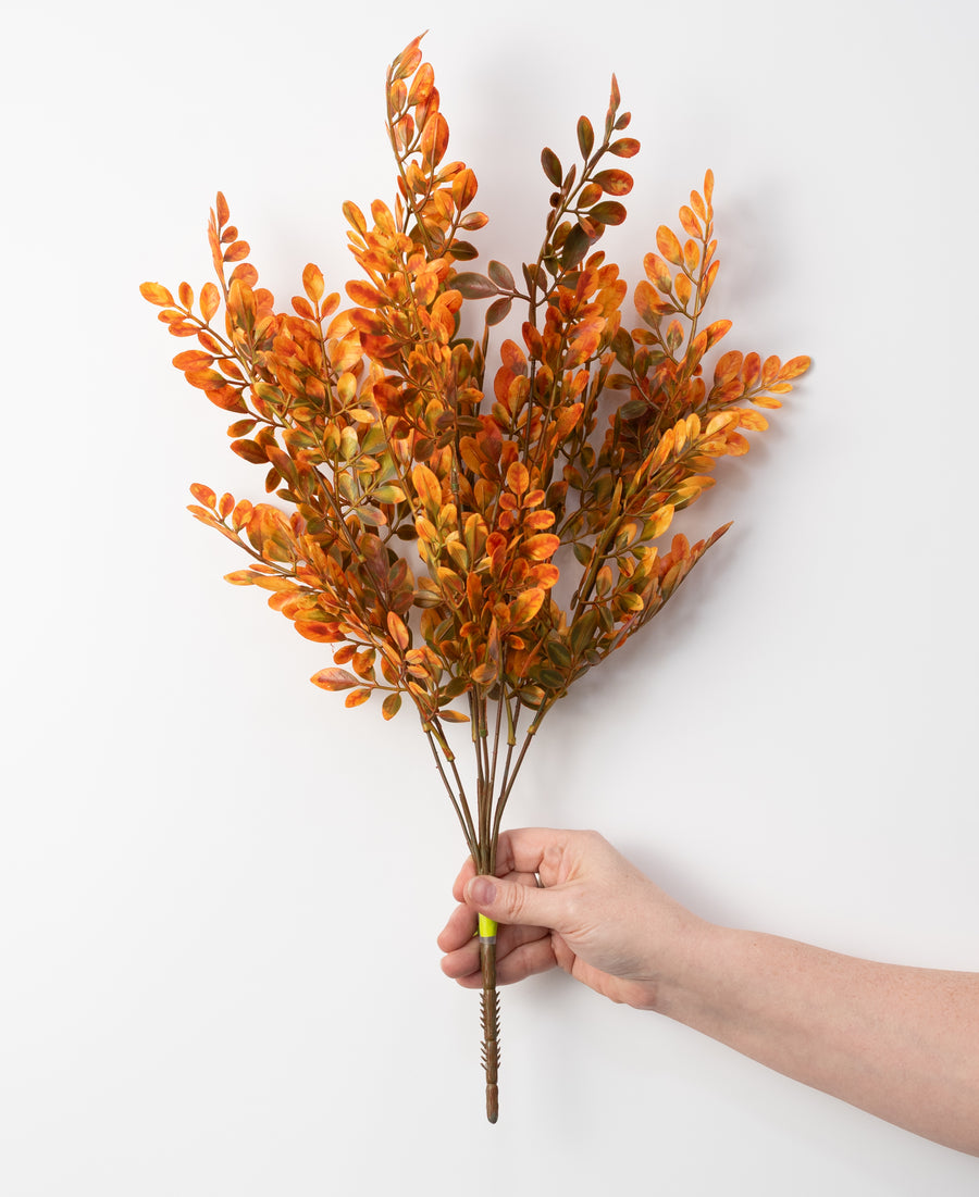 21" Plastic Herb of Grace Leaves Bush: Orange (7 Stem)