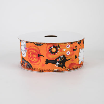 1.5" Vintage Cutie Halloween Ribbon: Orange (10 Yards)