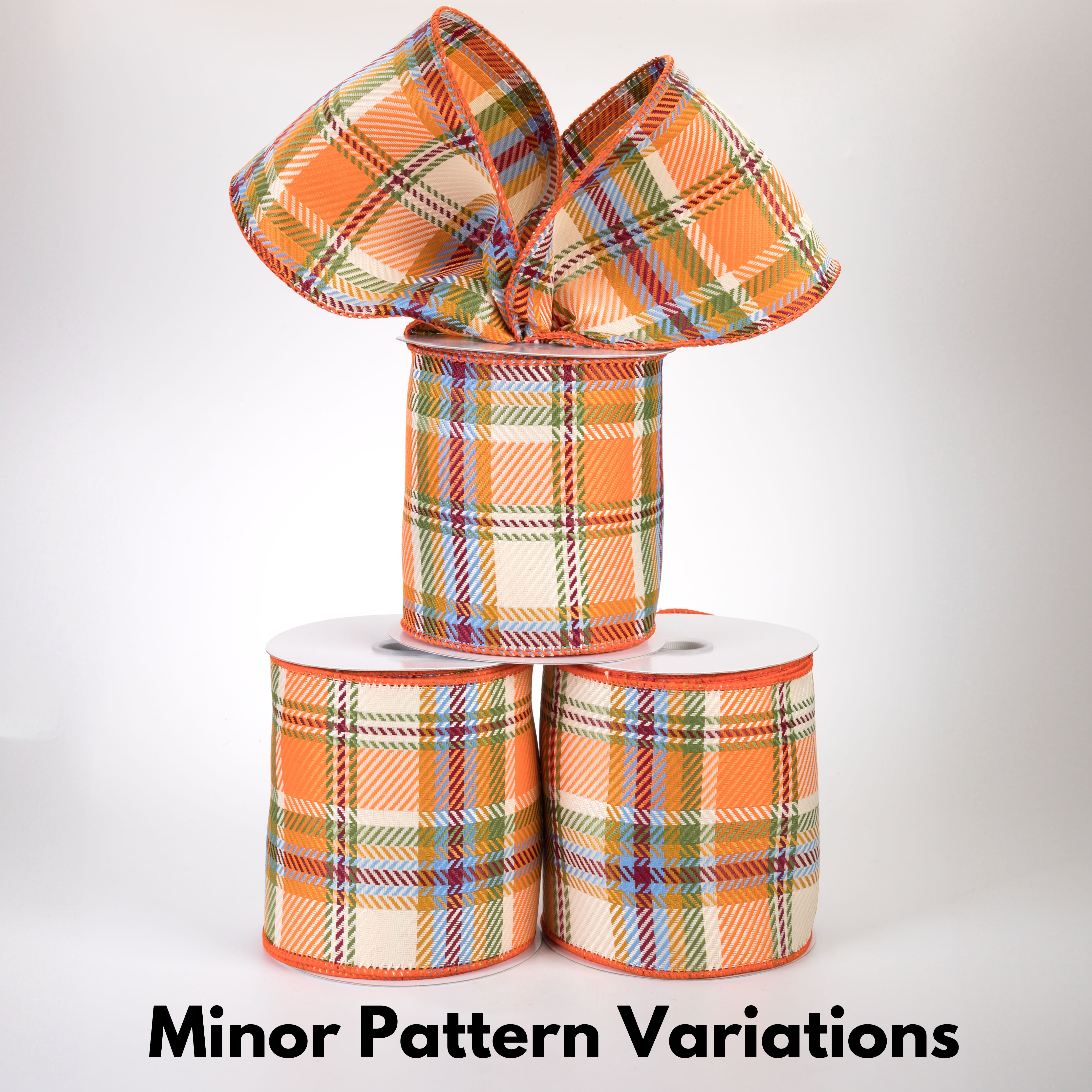 4" Bold Evan Fall Woven Plaid Ribbon: Moss & Blue (10 Yards)