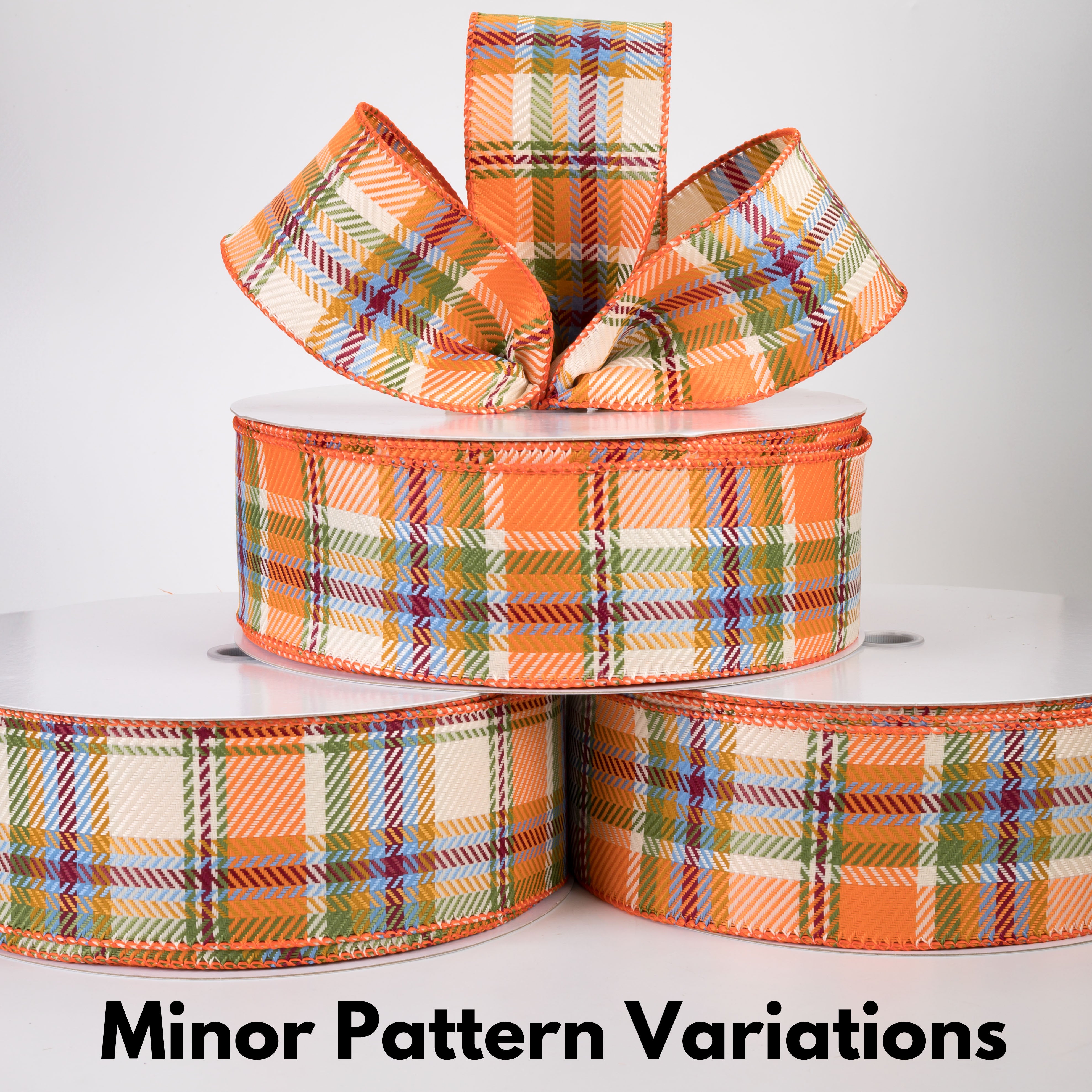 2.5" Bold Evan Fall Woven Plaid Ribbon: Moss & Blue (50 Yards)