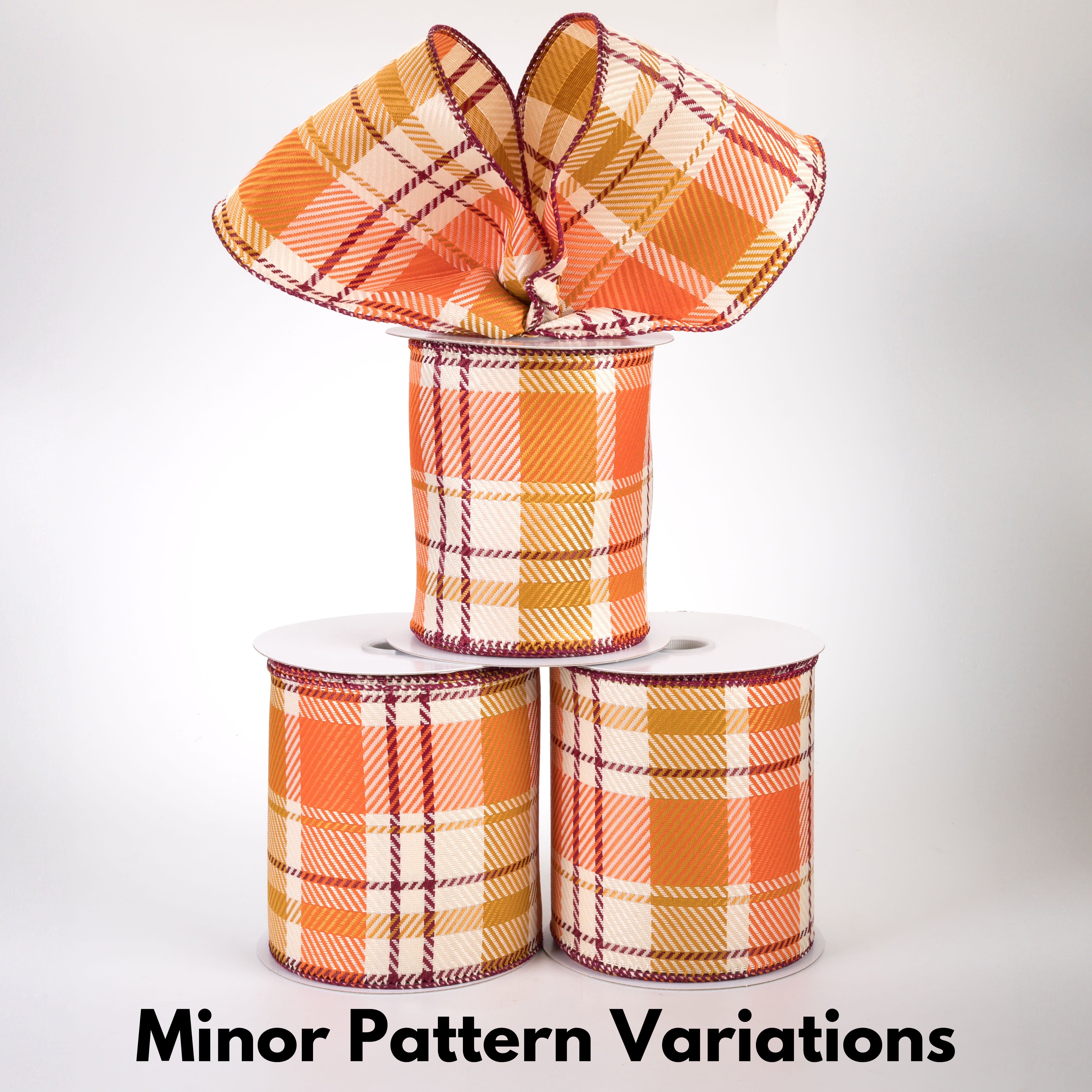 4" Bold Evan Fall Woven Plaid Ribbon: Sunflower & Burgundy (10 Yards)