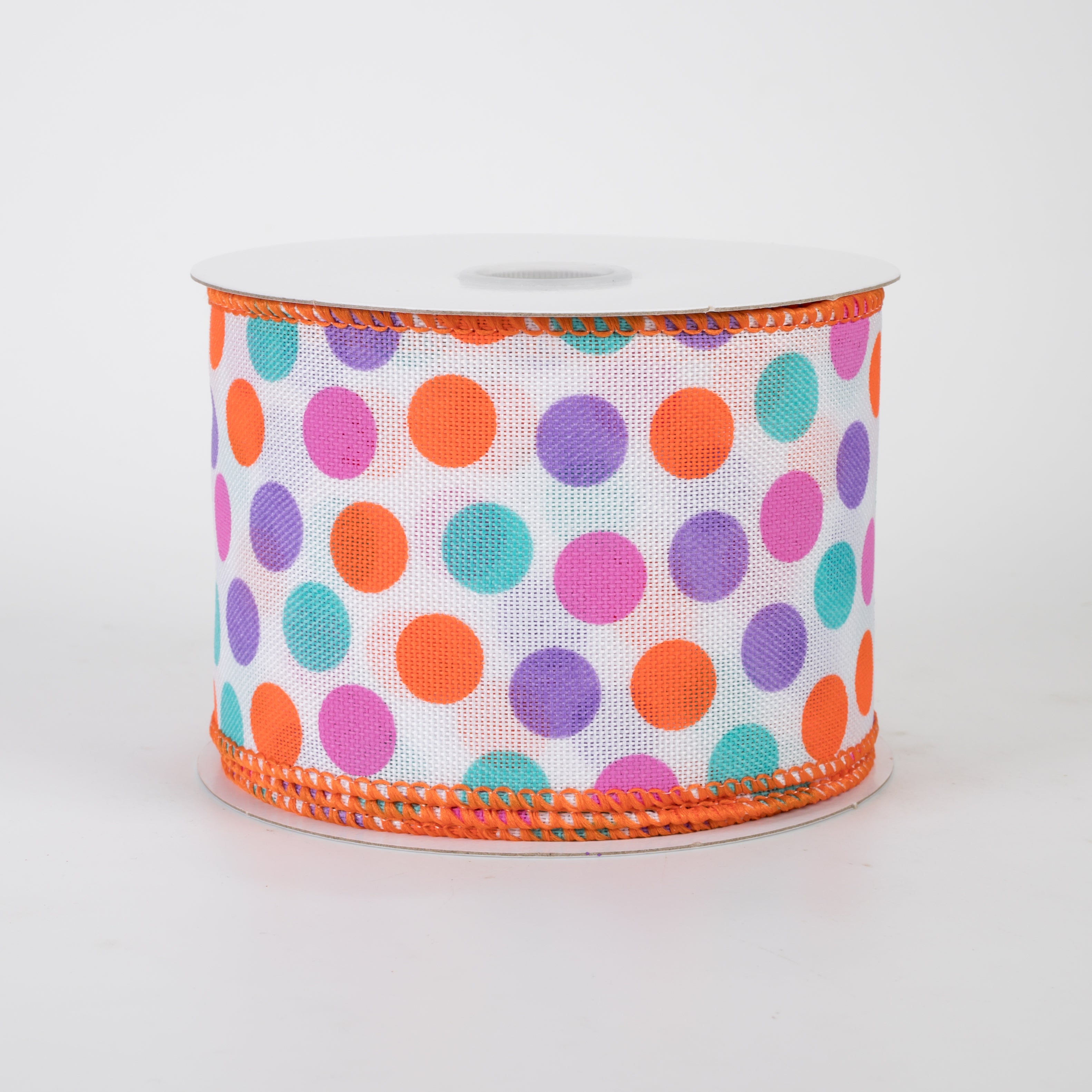 2.5" Linen Halloween Pastel Candy Polka Dots Ribbon (10 Yards)