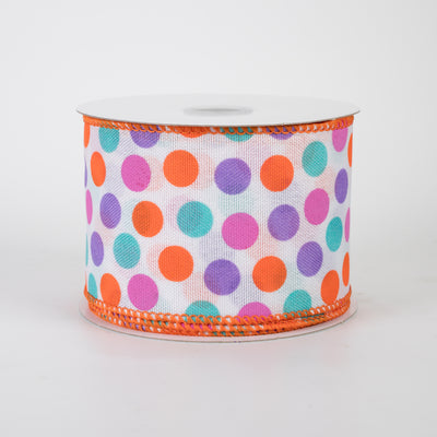 2.5" Linen Halloween Pastel Candy Polka Dots Ribbon (10 Yards)