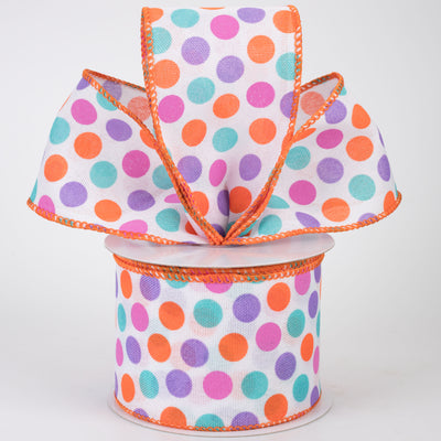 2.5" Linen Halloween Pastel Candy Polka Dots Ribbon (10 Yards)