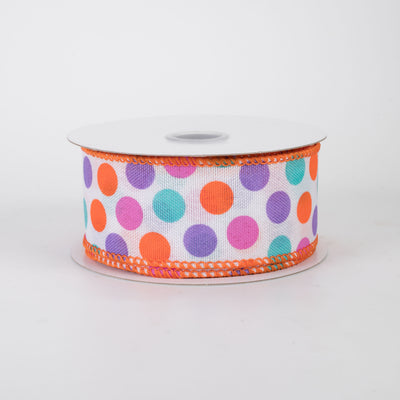 1.5" Linen Halloween Pastel Candy Polka Dots Ribbon (10 Yards)