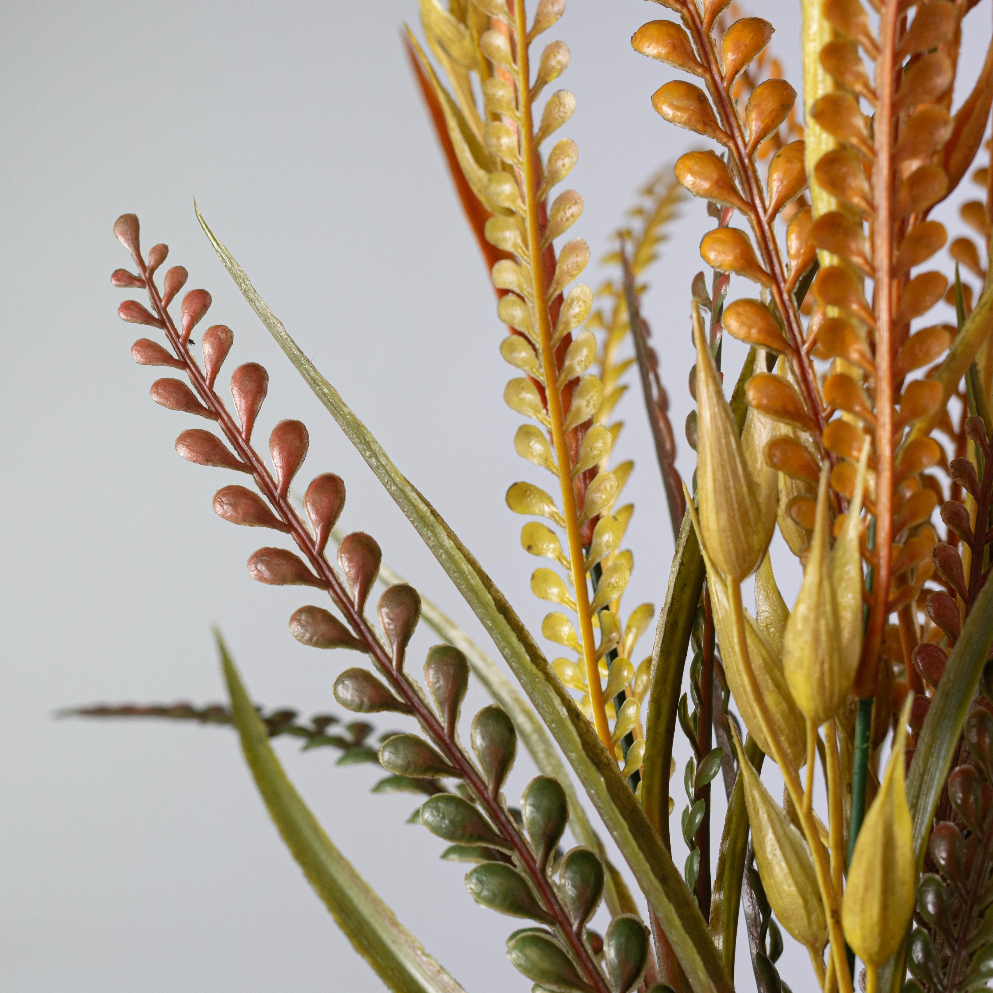 20" Mixed Plastic Grass & Button Fern Bush: Fall