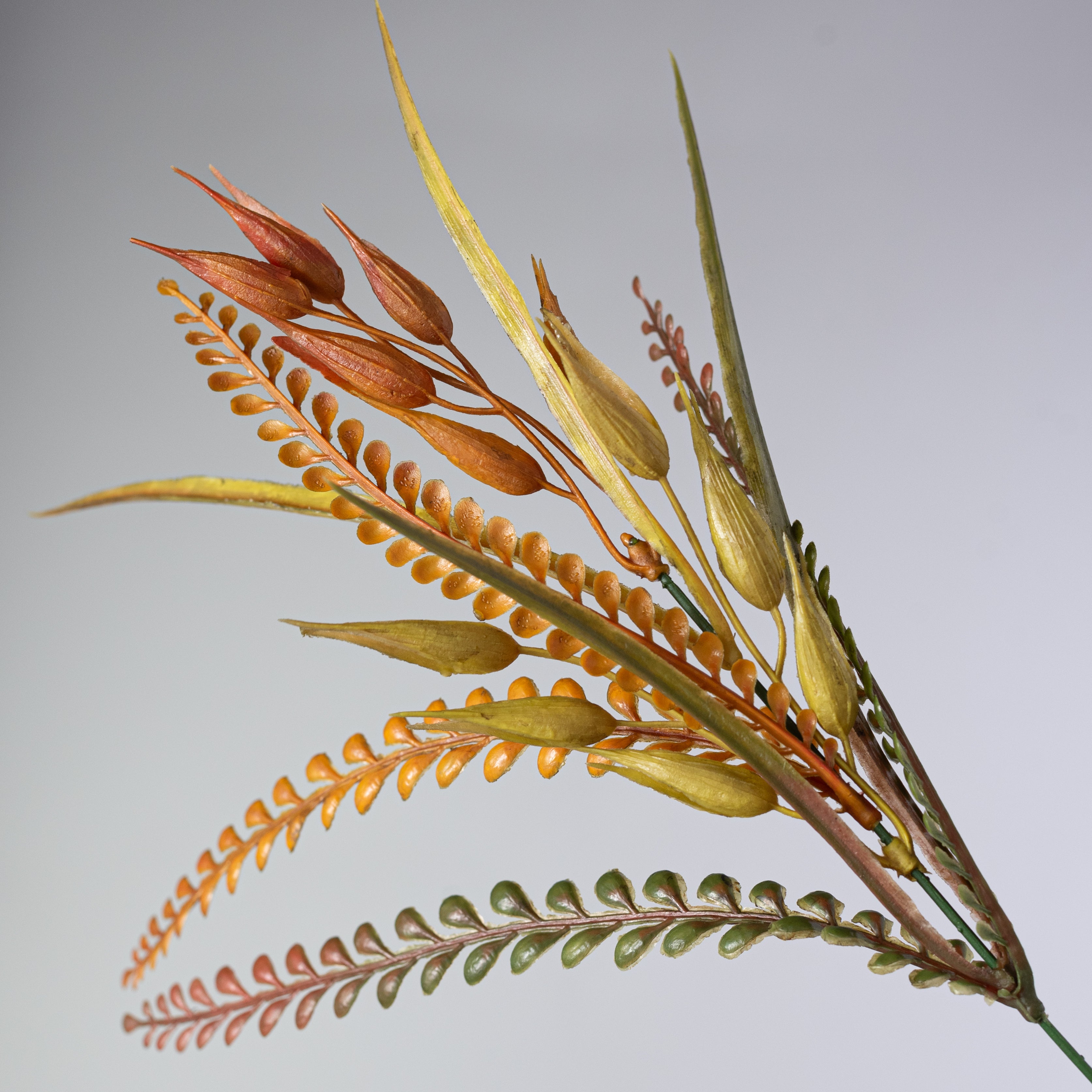 20" Mixed Plastic Grass & Button Fern Bush: Fall