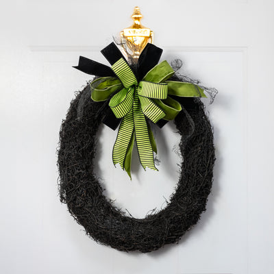 18" Black Moss Vine Wreath: Oval