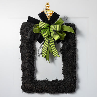 19" Black Moss Vine Wreath: Rectangle