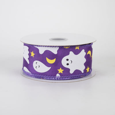 1.5" Cutie Ghosts Ribbon: Purple (10 Yards)