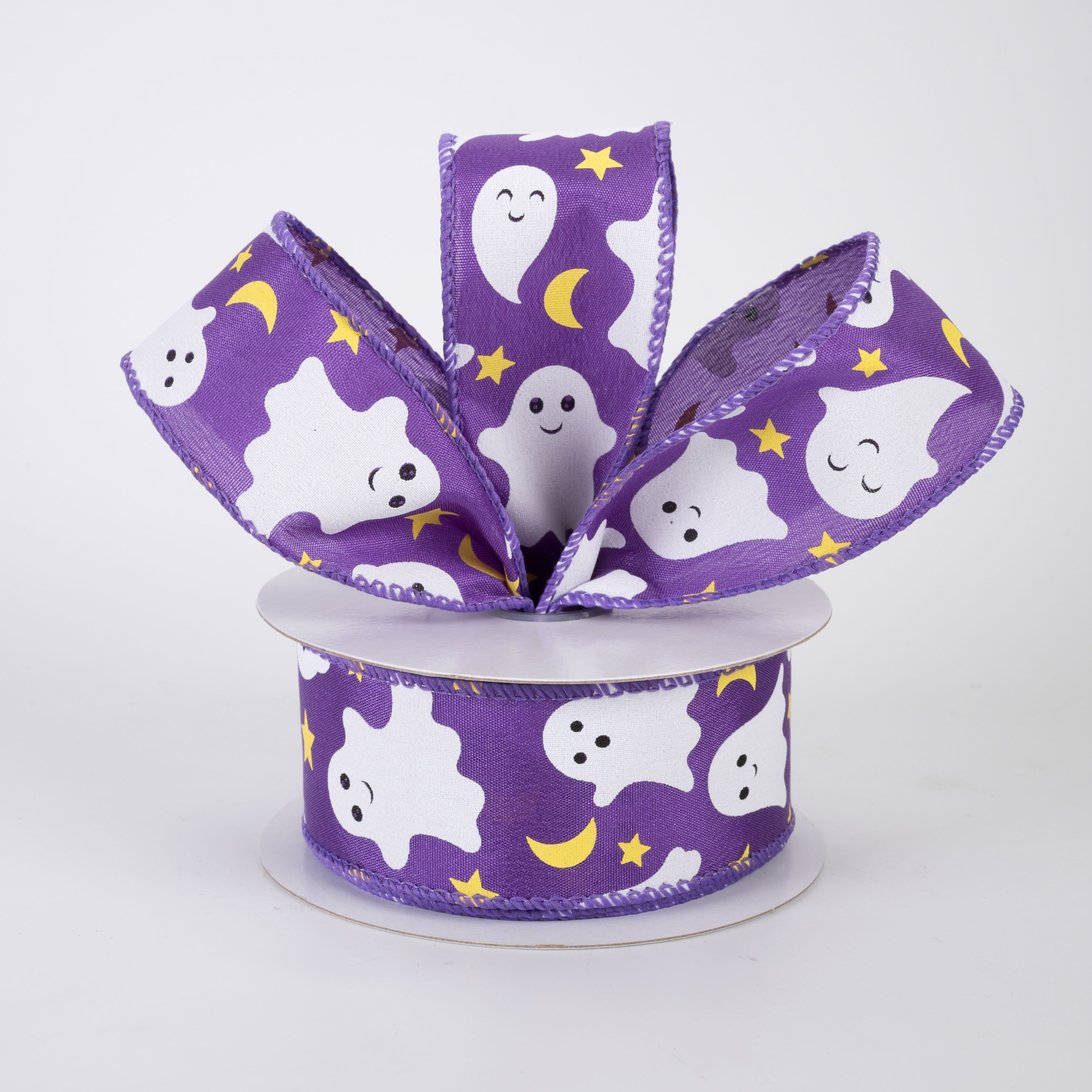 1.5" Cutie Ghosts Ribbon: Purple (10 Yards)