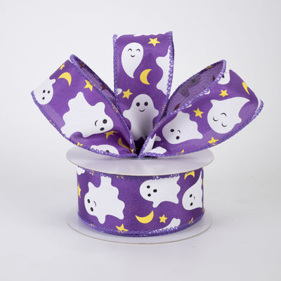 1.5" Cutie Ghosts Ribbon: Purple (10 Yards)