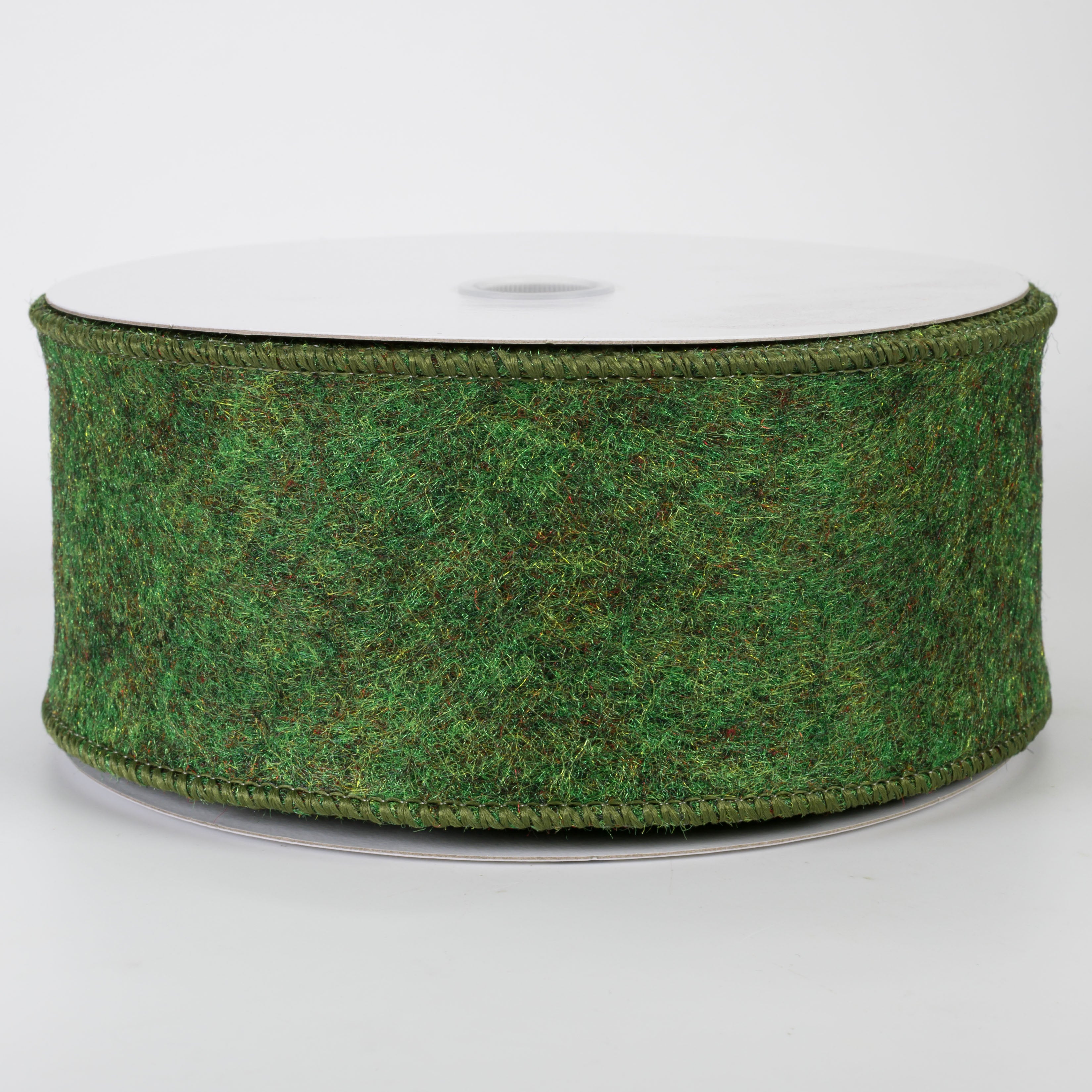 2.5" Fuzzy Felt Ribbon: Green (10 Yards)