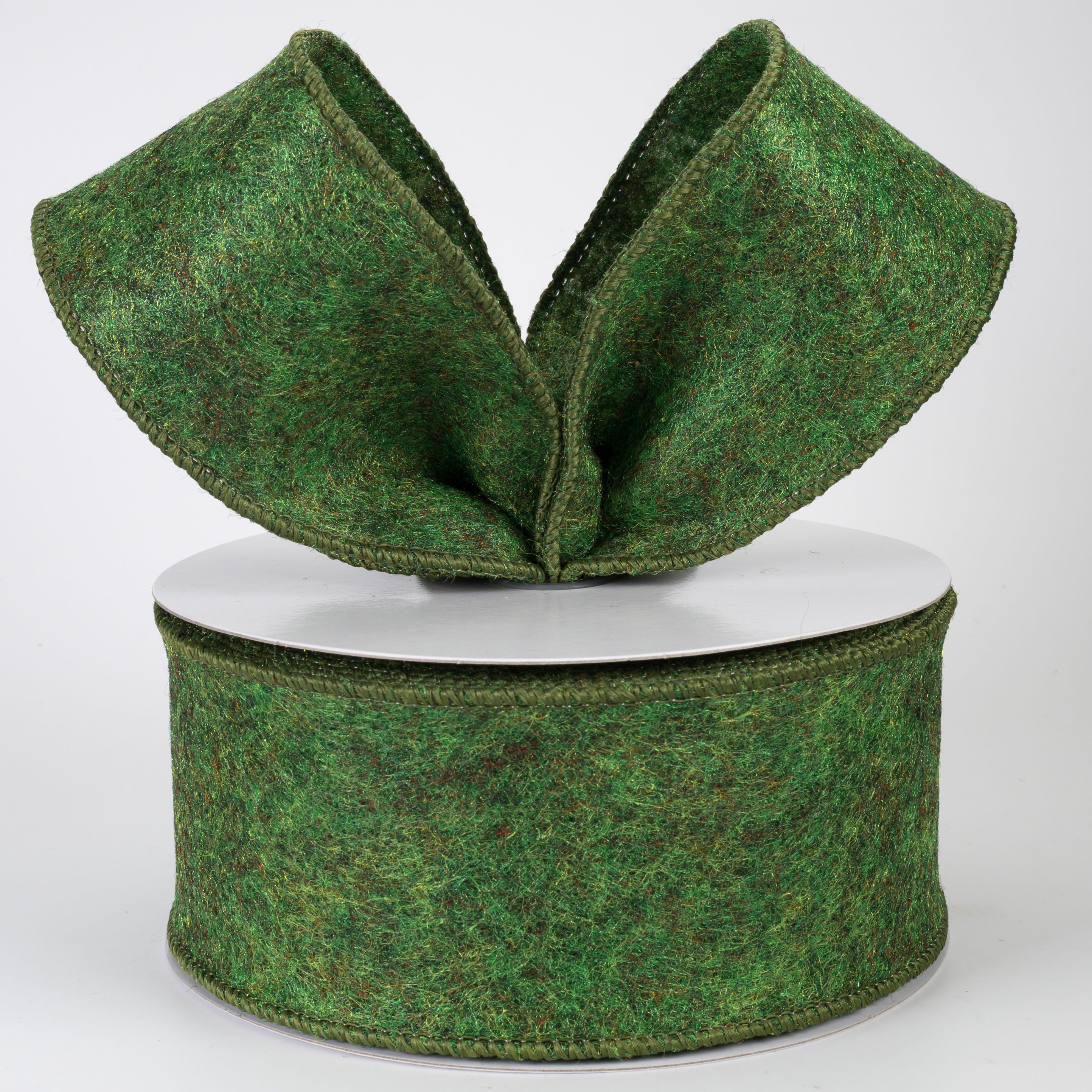 2.5" Fuzzy Felt Ribbon: Green (10 Yards)