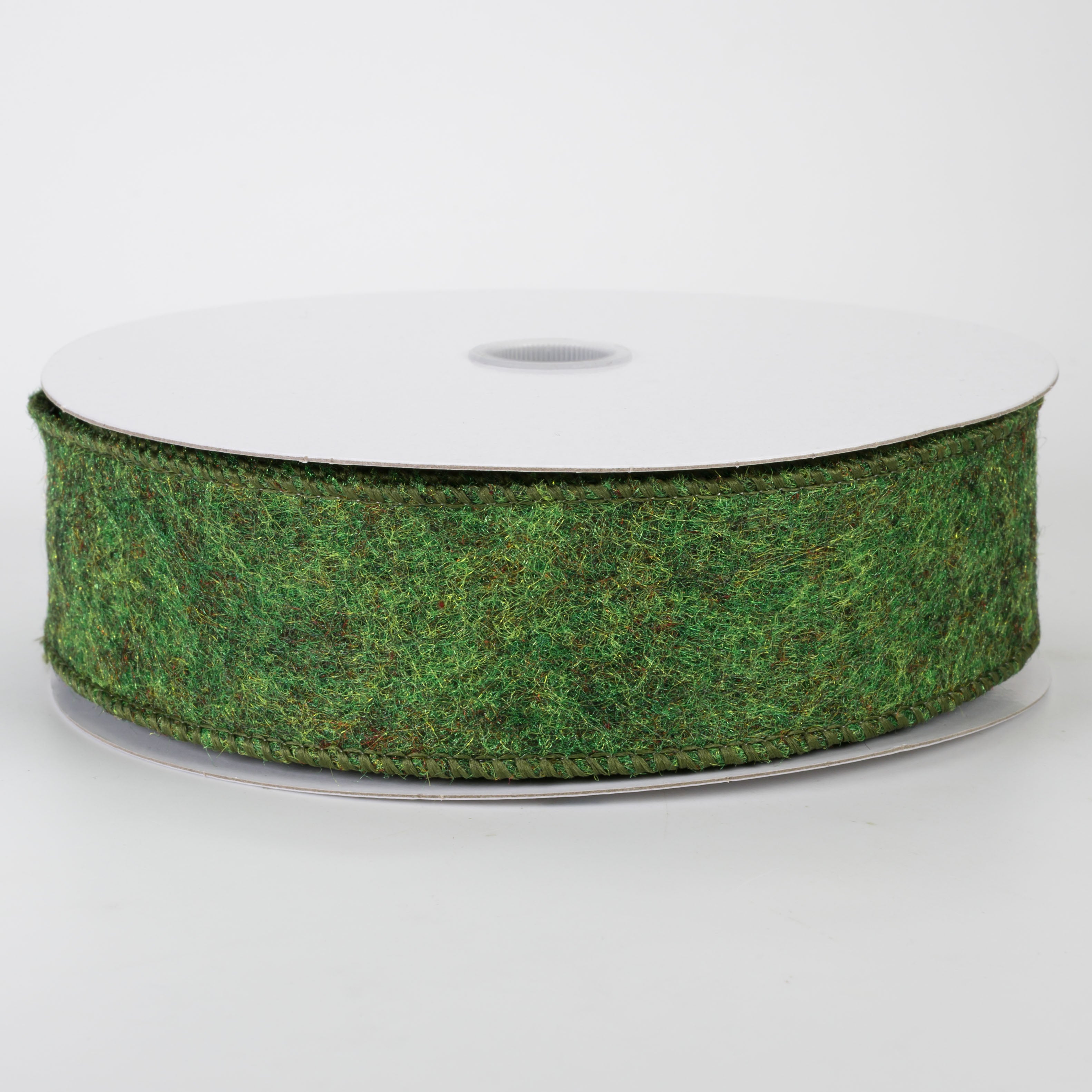 1.5" Fuzzy Felt Ribbon: Green (10 Yards)