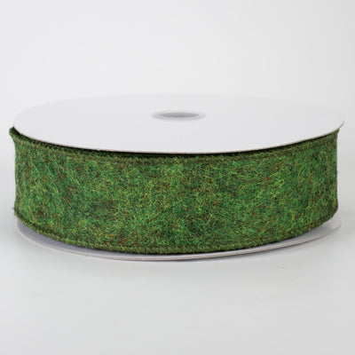 1.5" Fuzzy Felt Ribbon: Green (10 Yards)